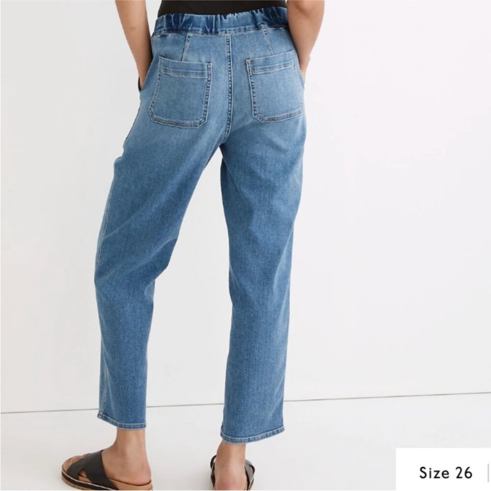 Madewell Light Blue Ankle Jeans Relaxed Pull-On Blue denim sz M elastic waist - Picture 5 of 11